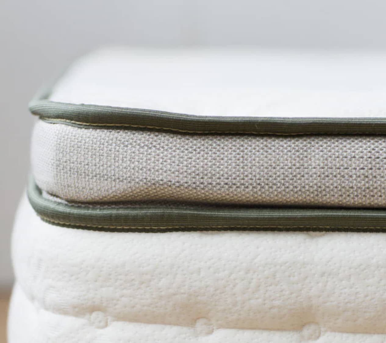 closer view of a latex hybrid of Avocado green mattress