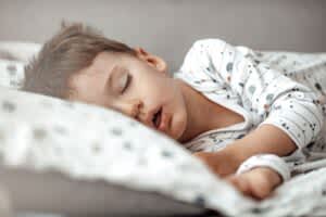 stock photo of a child snoring