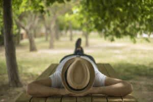 stock image of a person taking a siesta