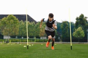 stock photo of a teenage athlete on running training speed tests